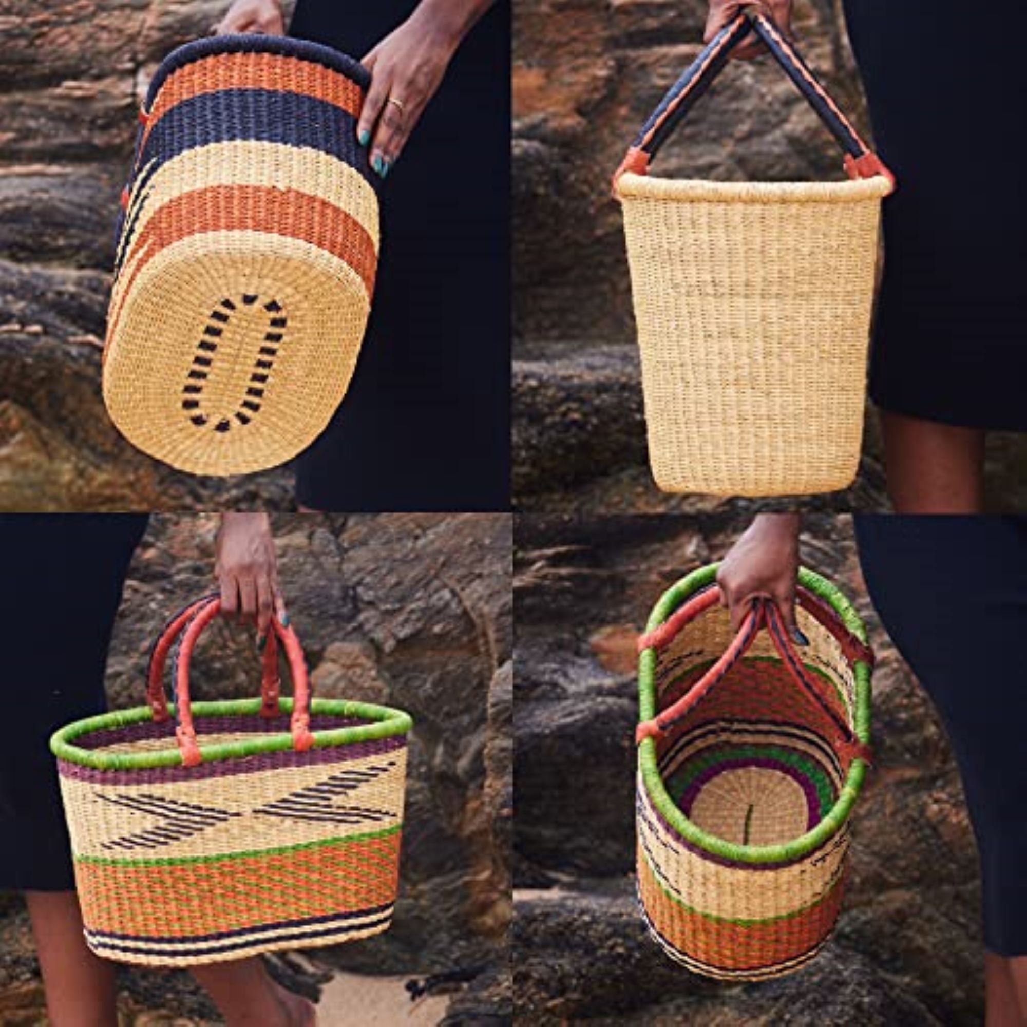Handwoven Grass Basket<br>Oval Style