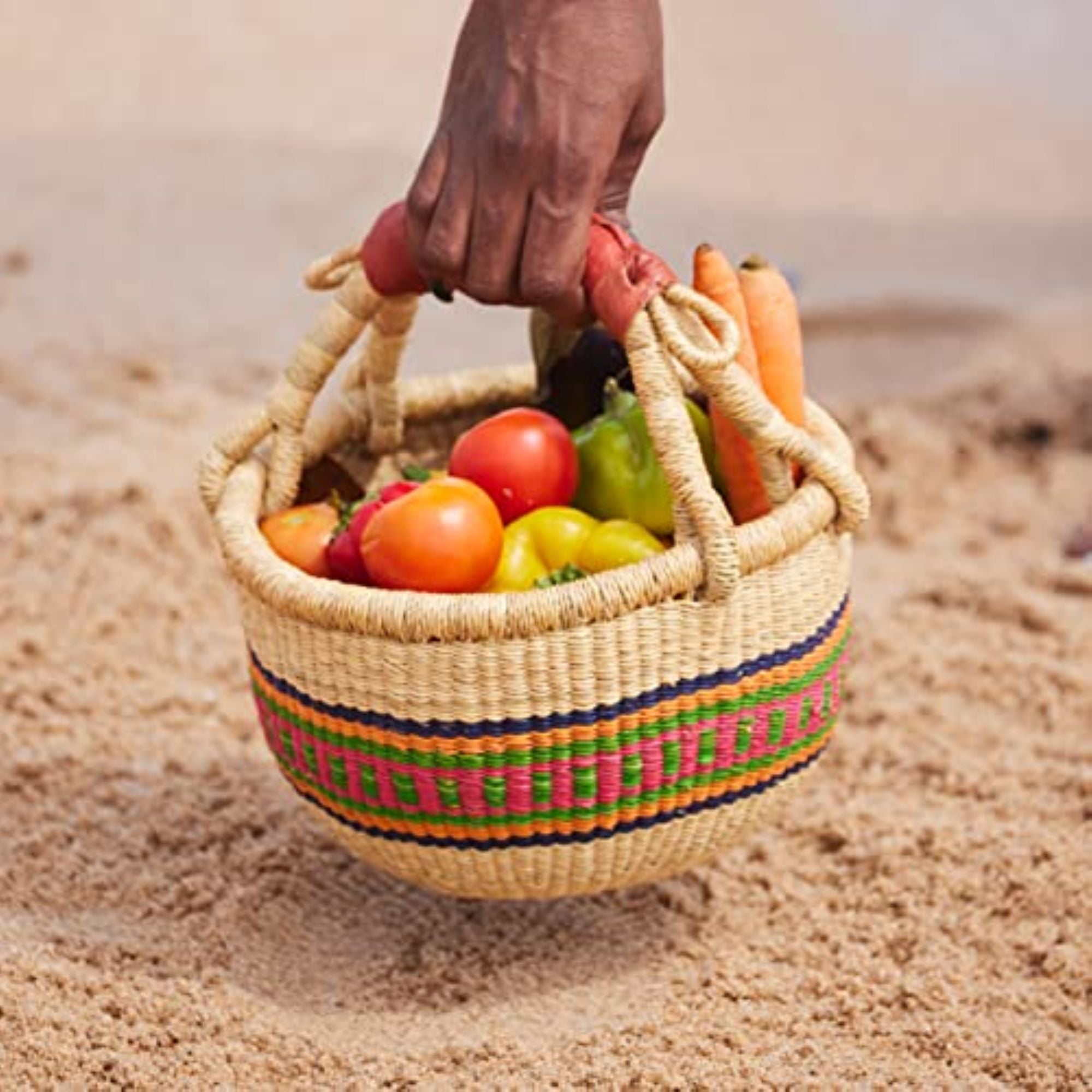 Handwoven Grass Basket<br>Mini Market Style