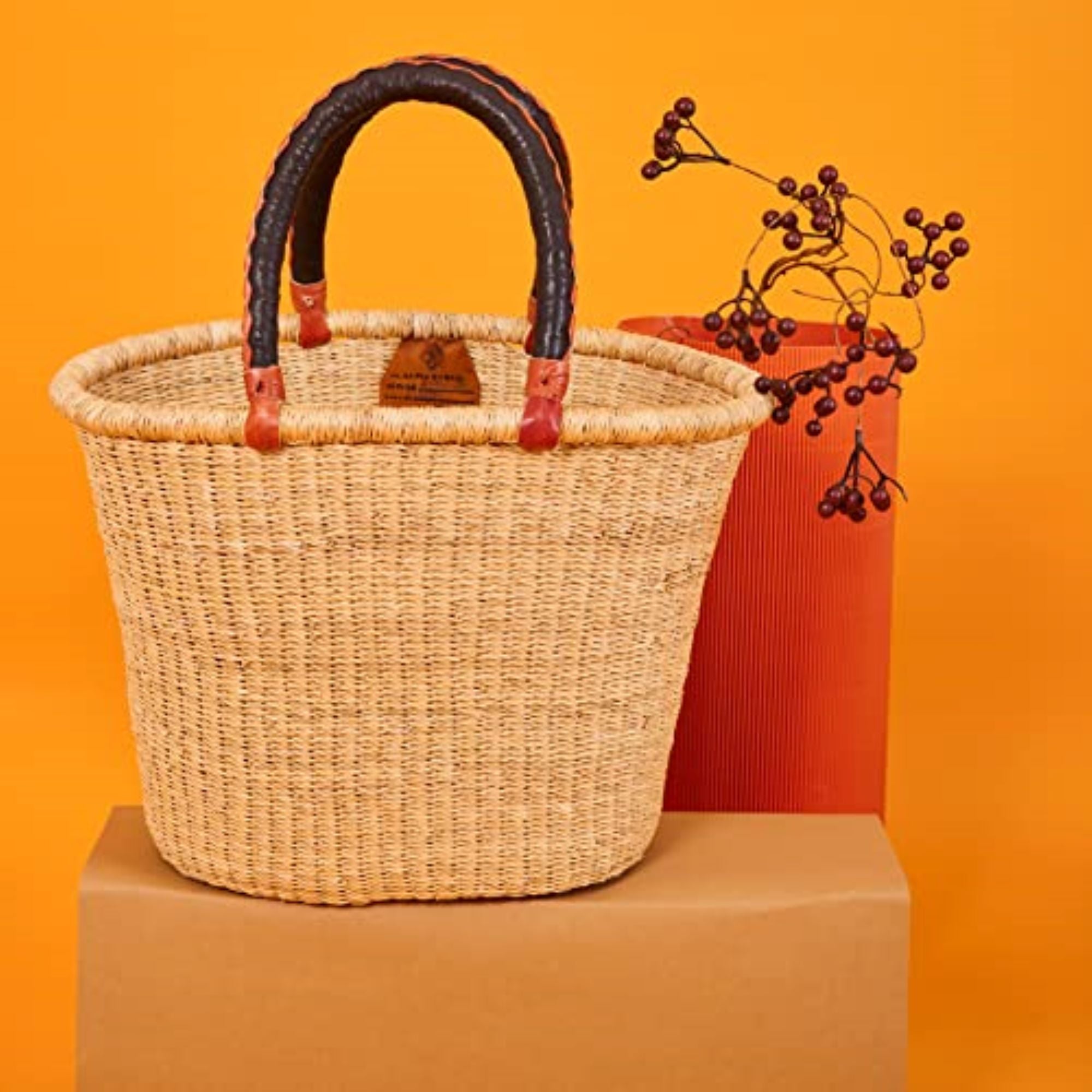 Handwoven Grass Basket<br>Oval Style