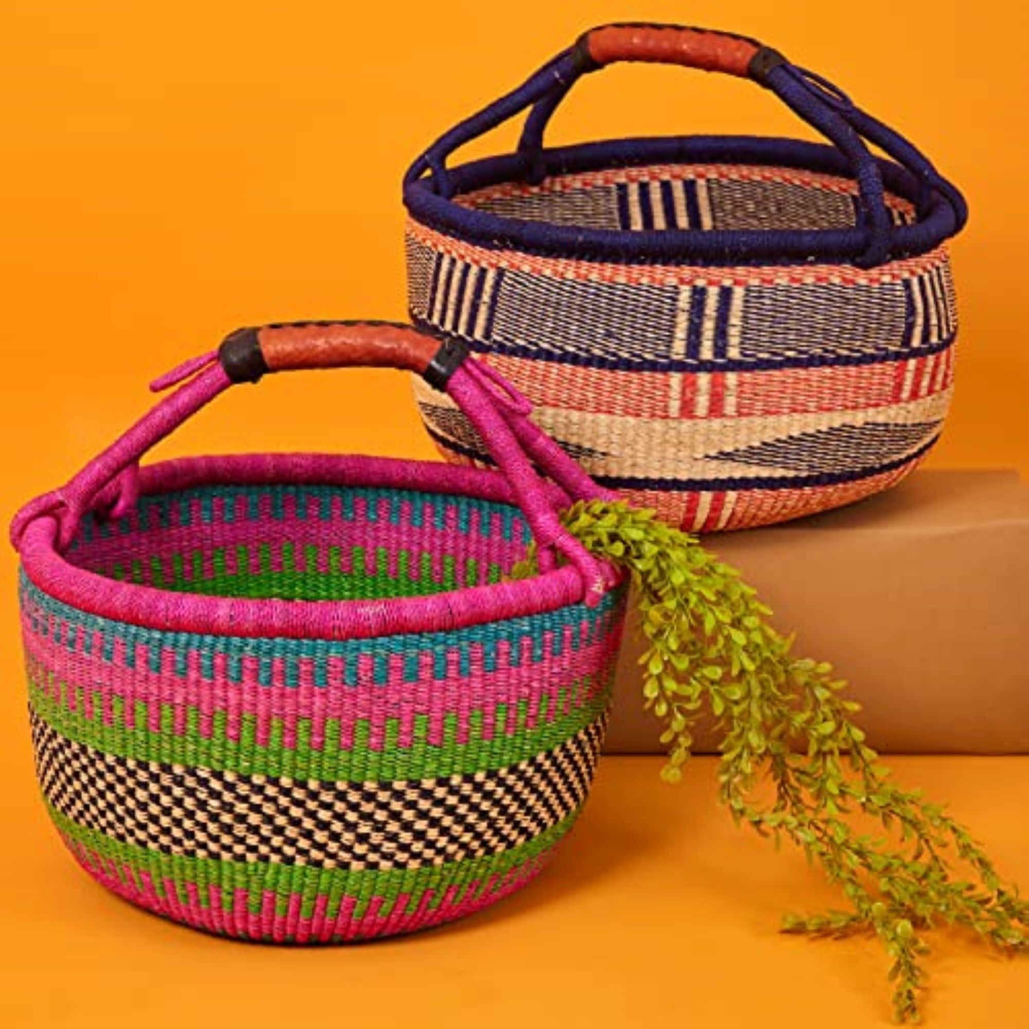 Handwoven Grass Basket<br>Market Style