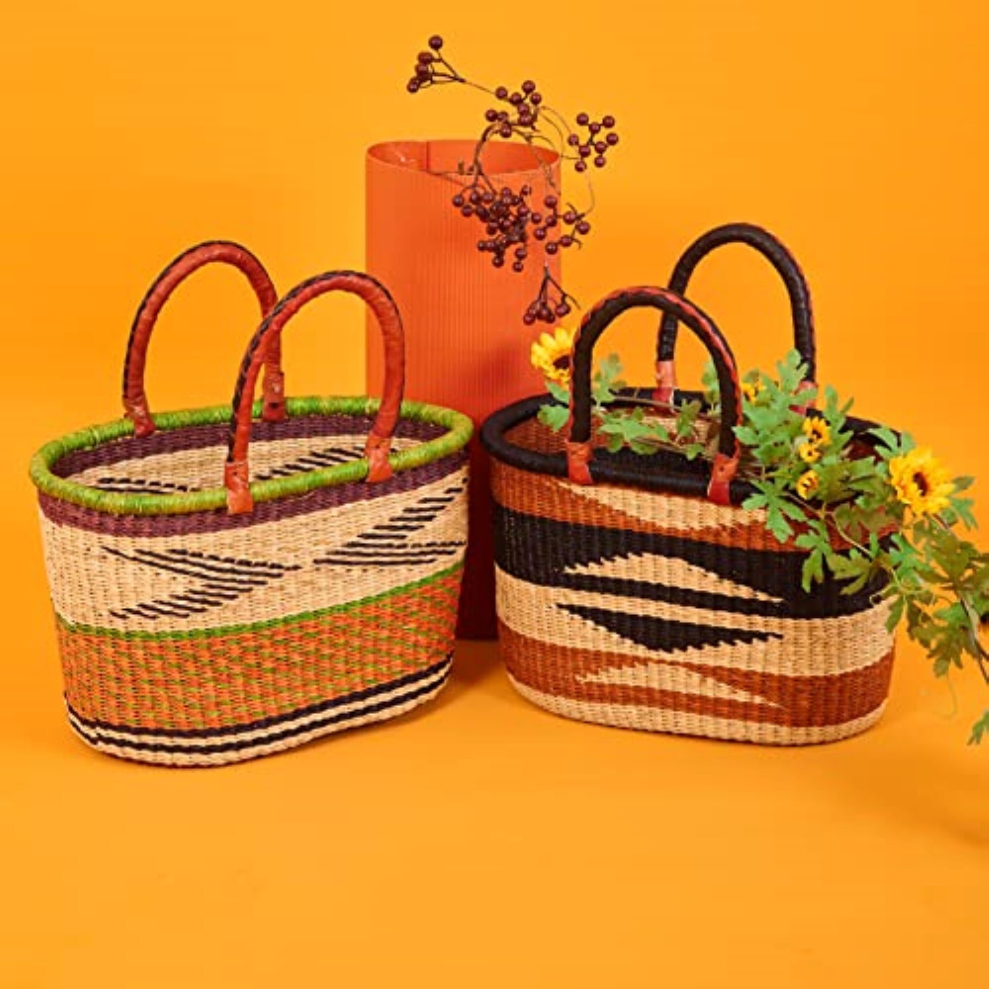 Handwoven Grass Basket<br>Oval Style