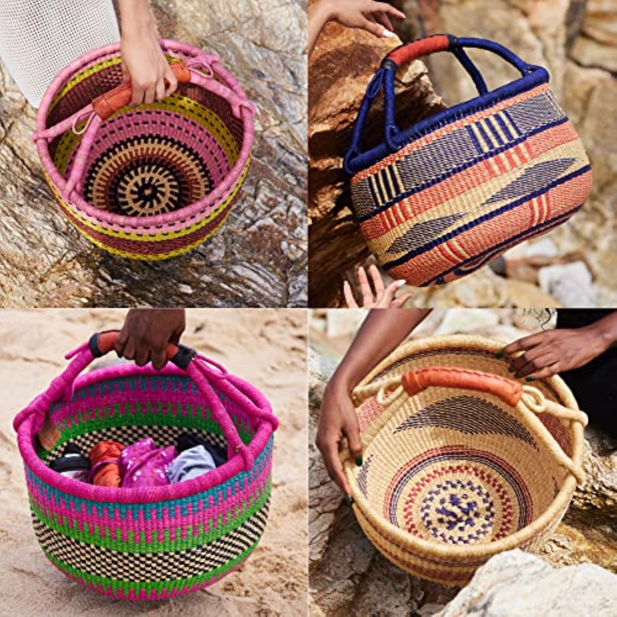 Handwoven Grass Basket<br>Market Style