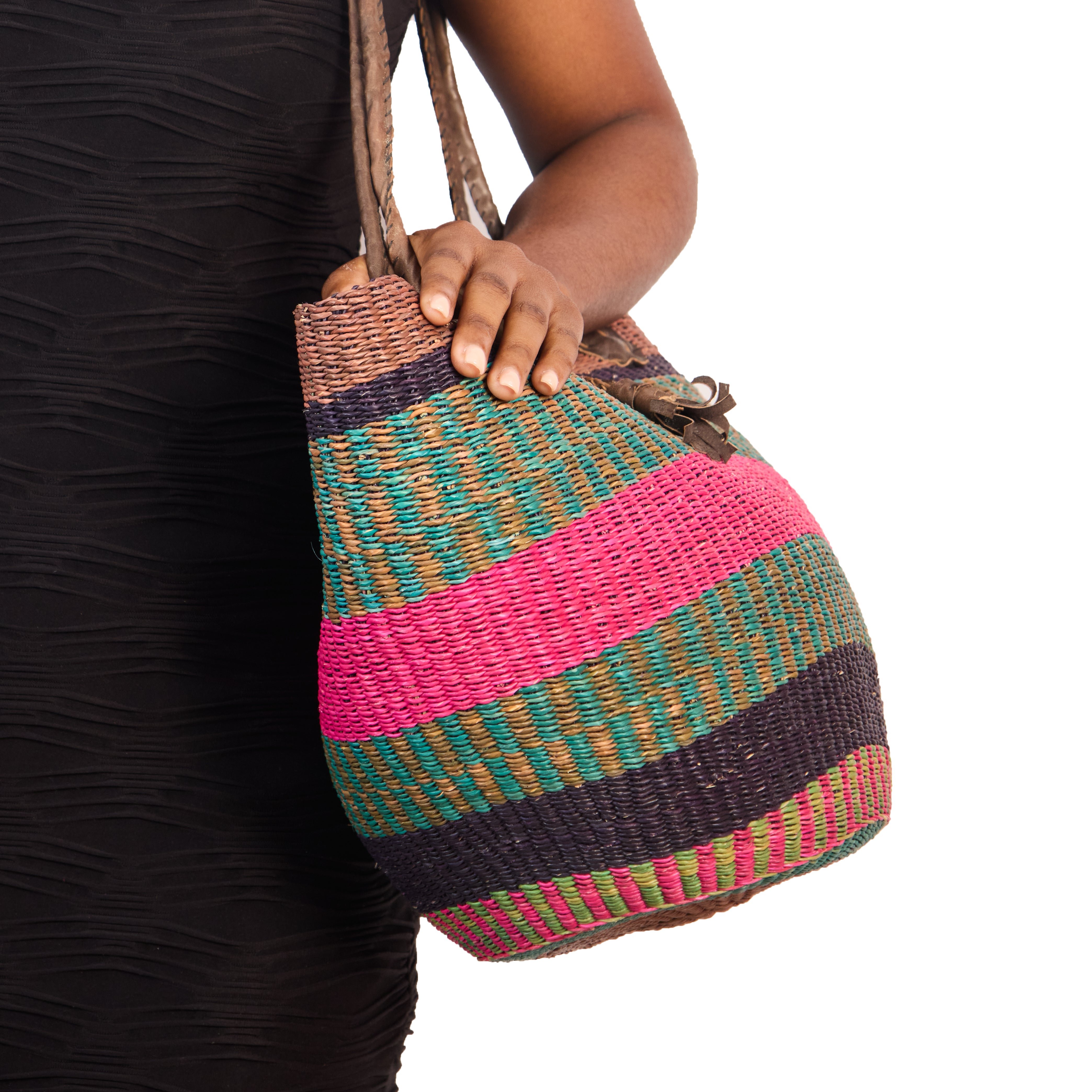 Handwoven Grass Basket<br>Shoulder Bag