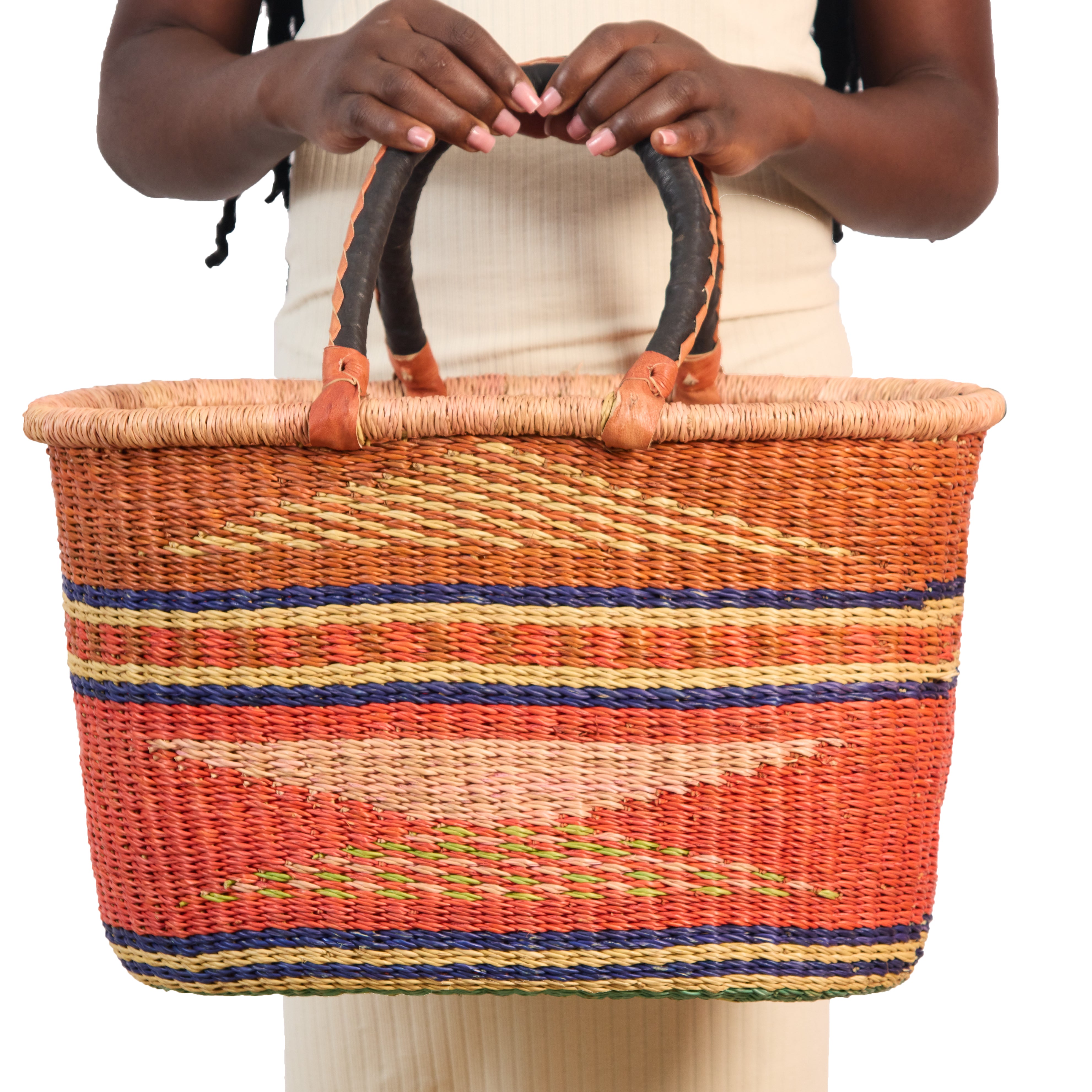 Handwoven Grass Basket<br>Oval Style