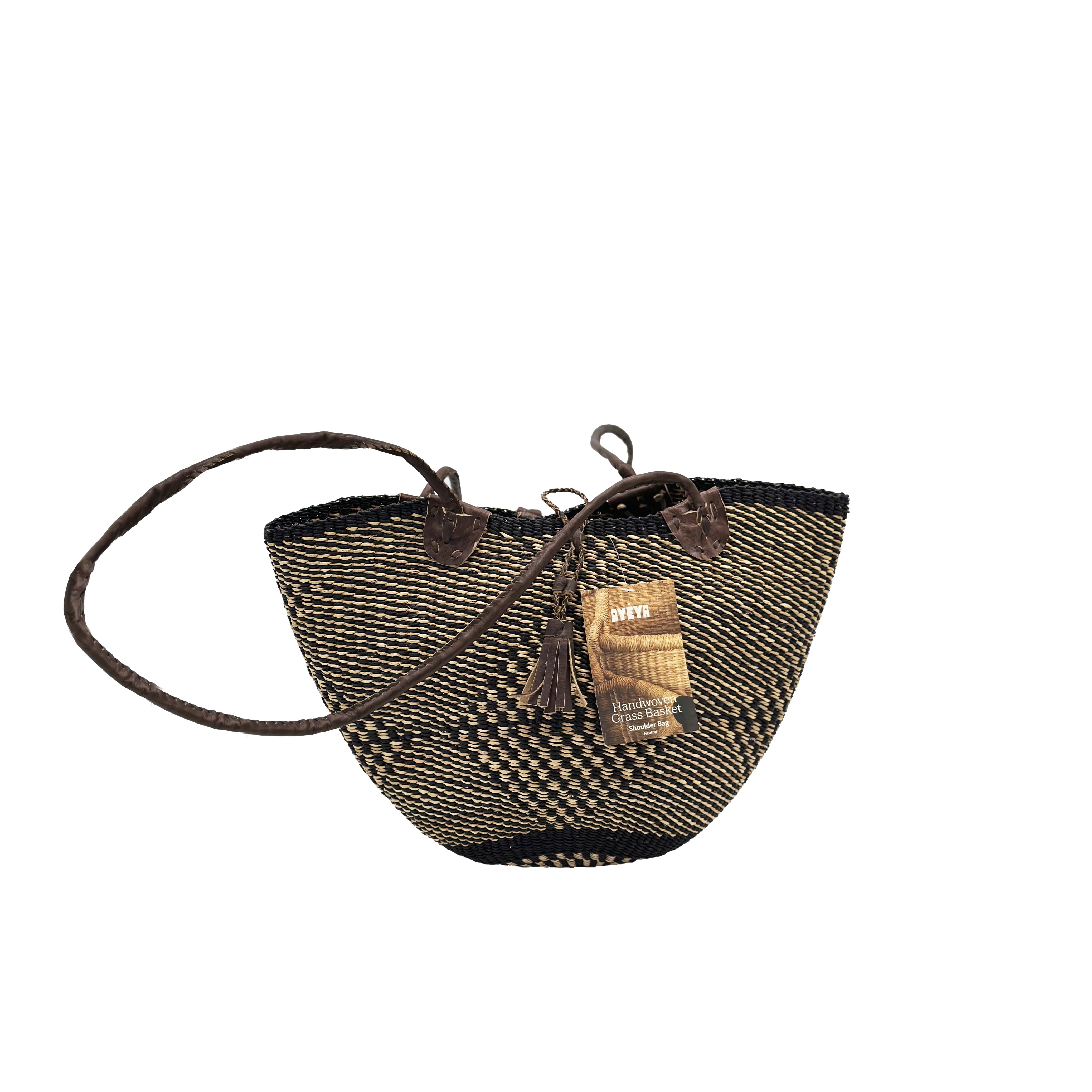 Handwoven Grass Basket<br>Shoulder Bag