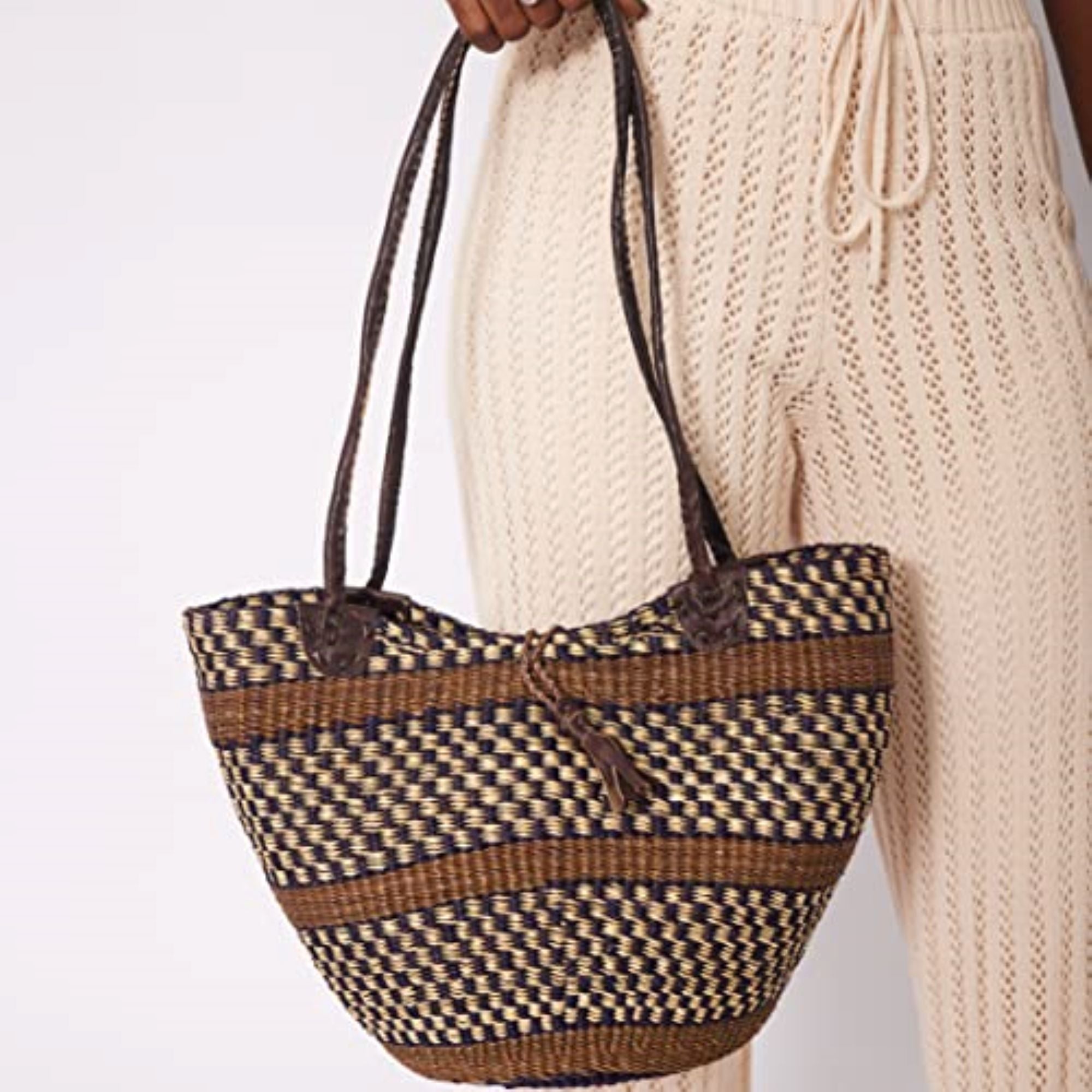 Handwoven Grass Basket<br>Shoulder Bag