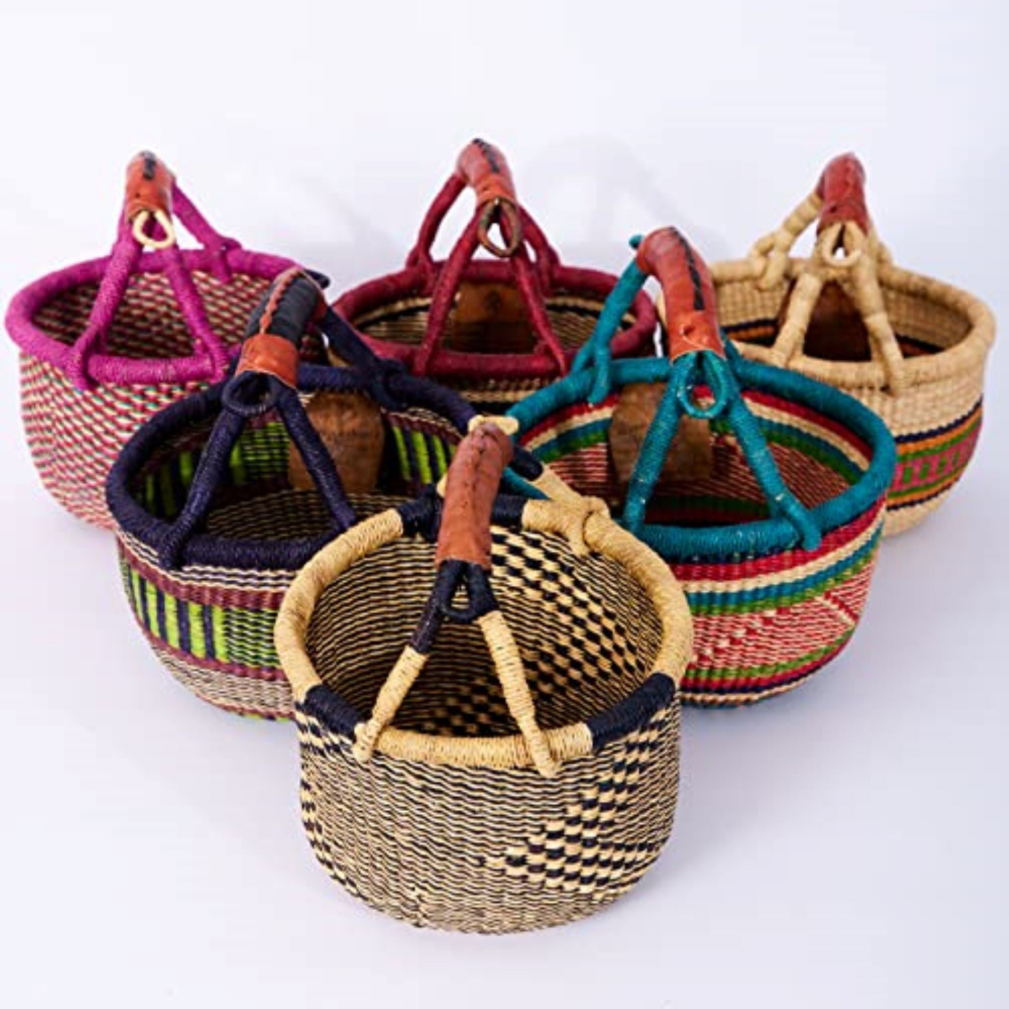 Handwoven Grass Basket<br>Mini Market Style