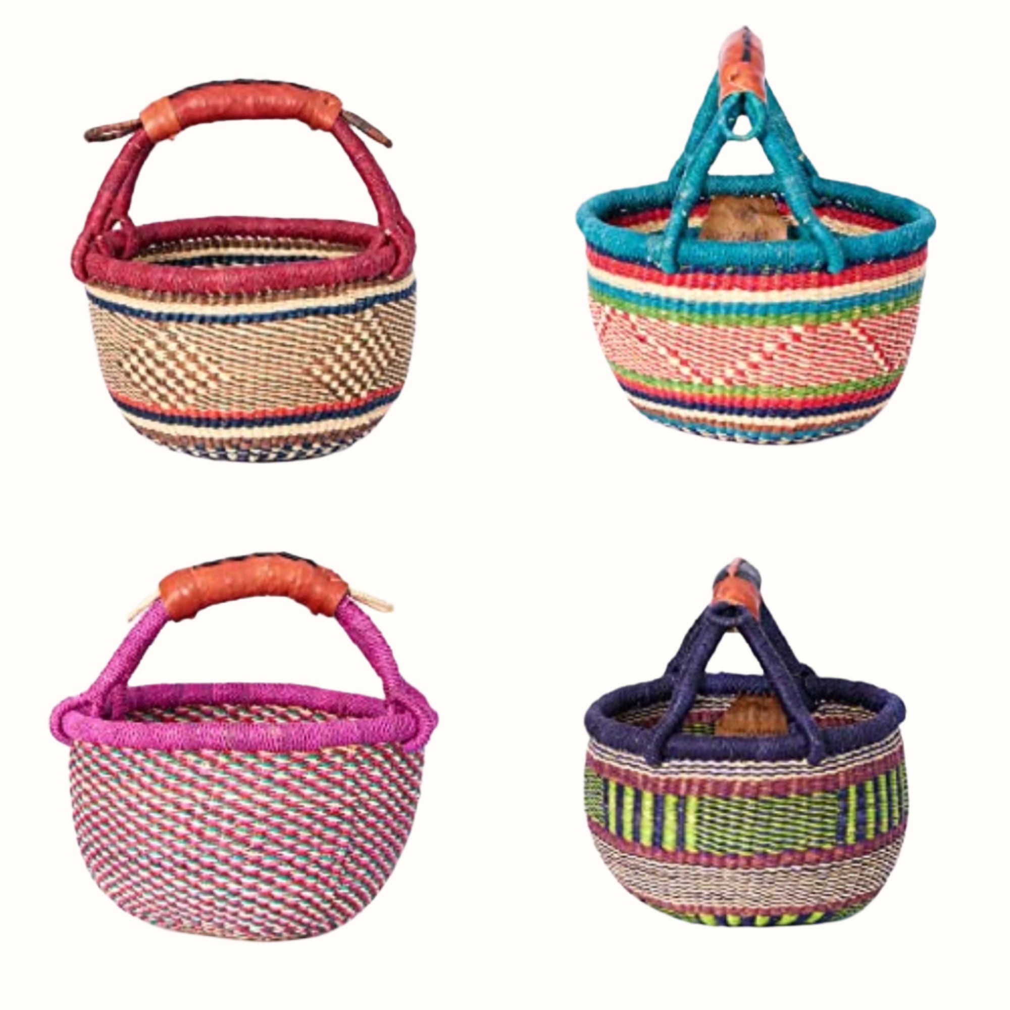 Handwoven Grass Basket<br>Mini Market Style