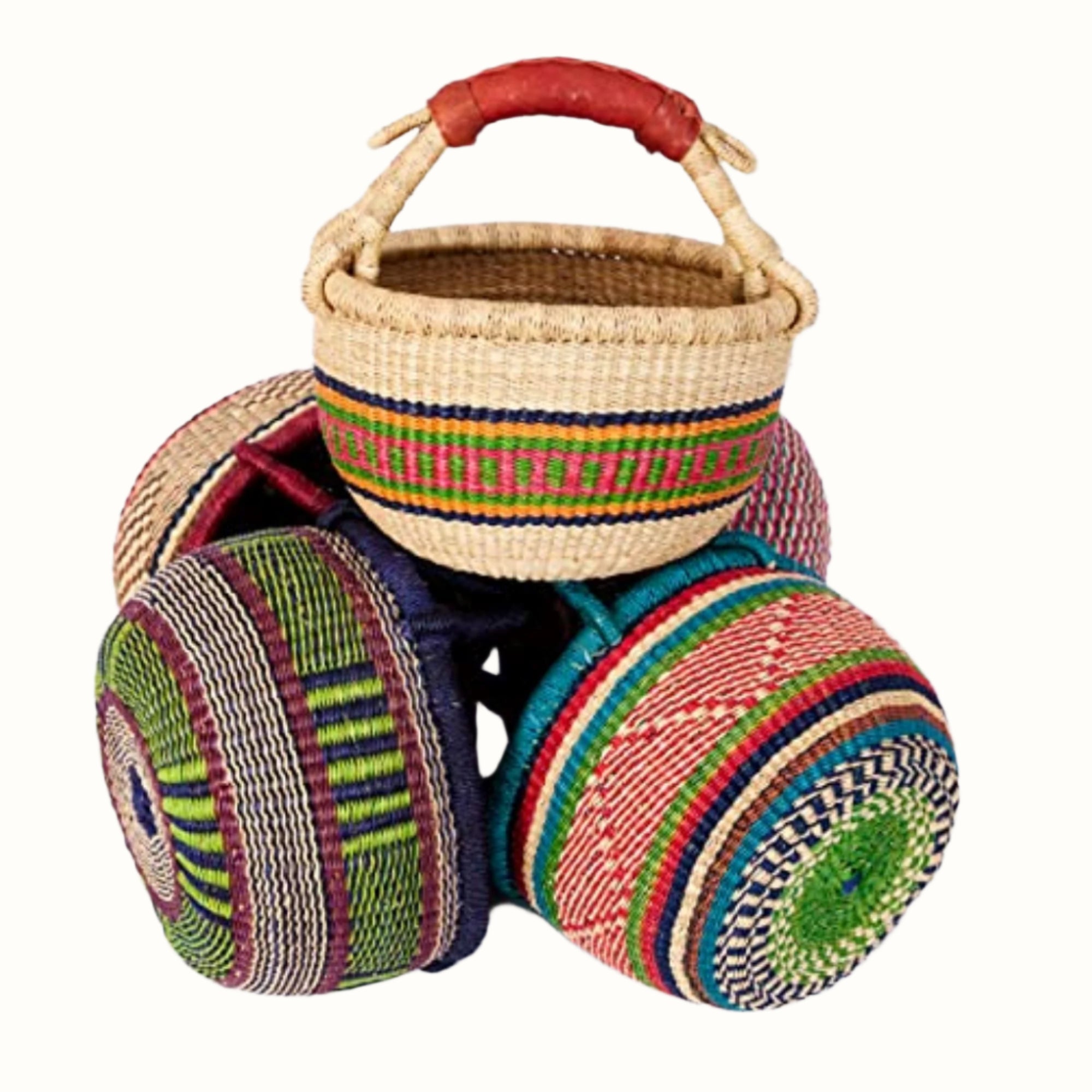 Handwoven Grass Basket<br>Mini Market Style