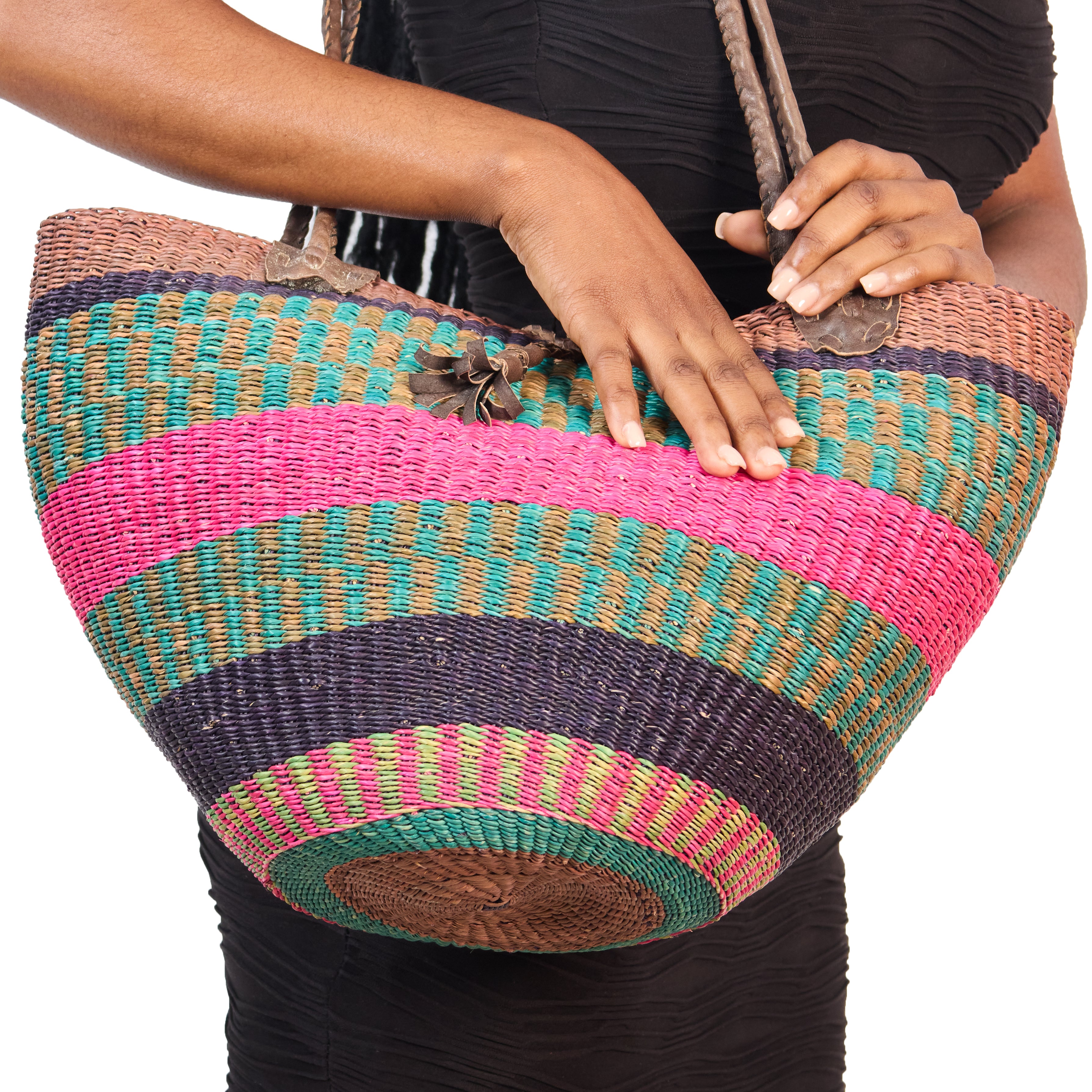 Handwoven Grass Basket<br>Shoulder Bag