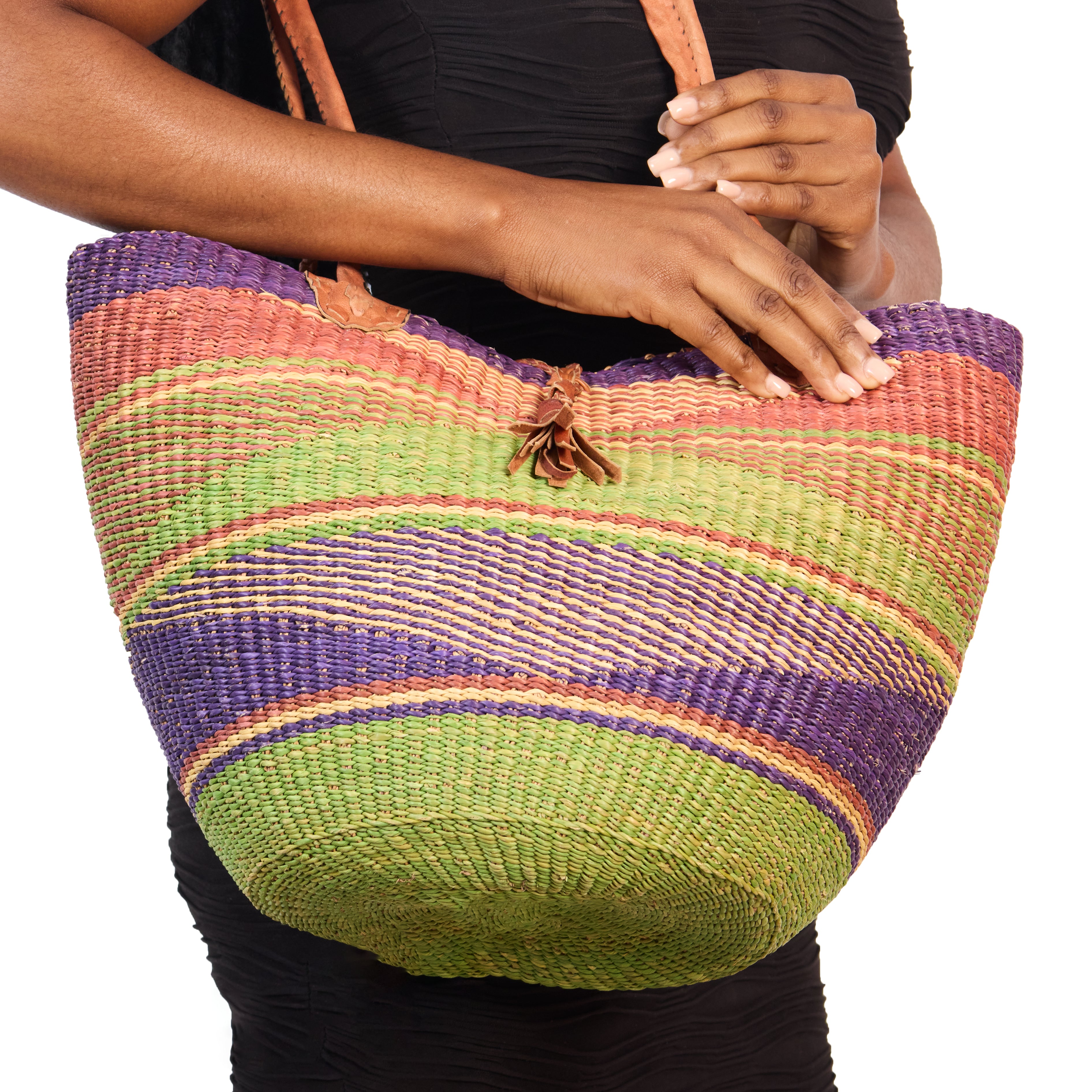 Handwoven Grass Basket<br>Shoulder Bag