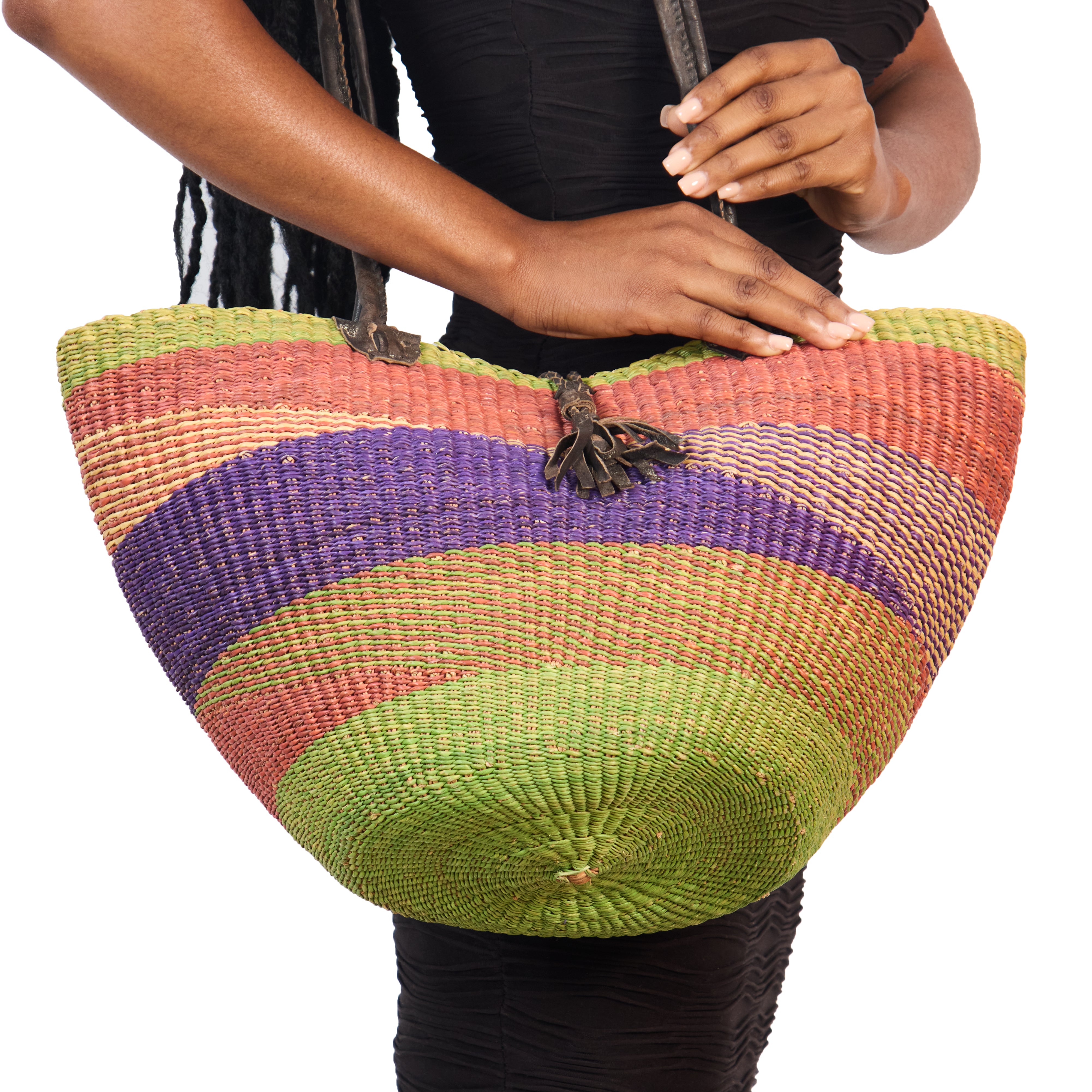 Handwoven Grass Basket<br>Shoulder Bag