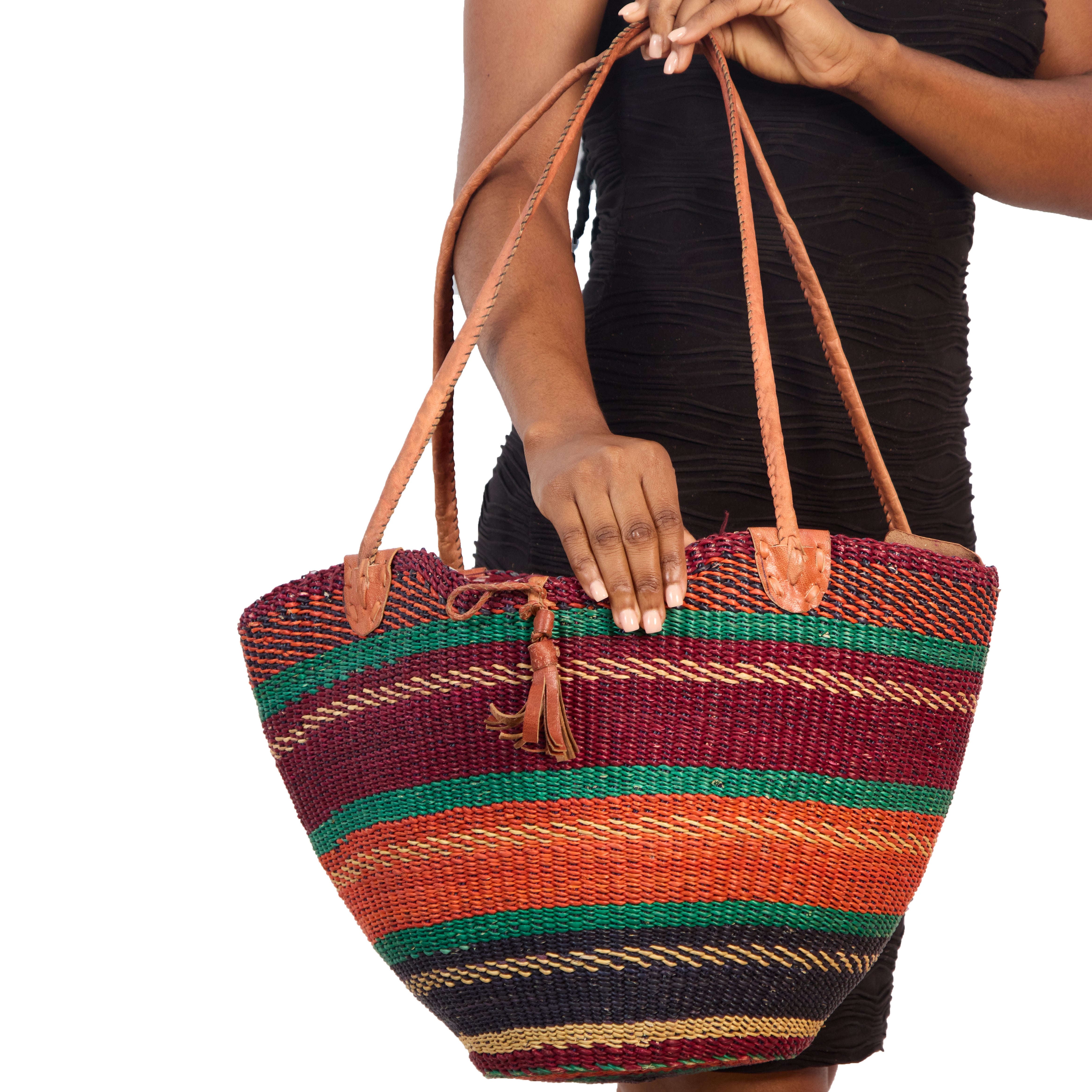 Handwoven Grass Basket<br>Shoulder Bag