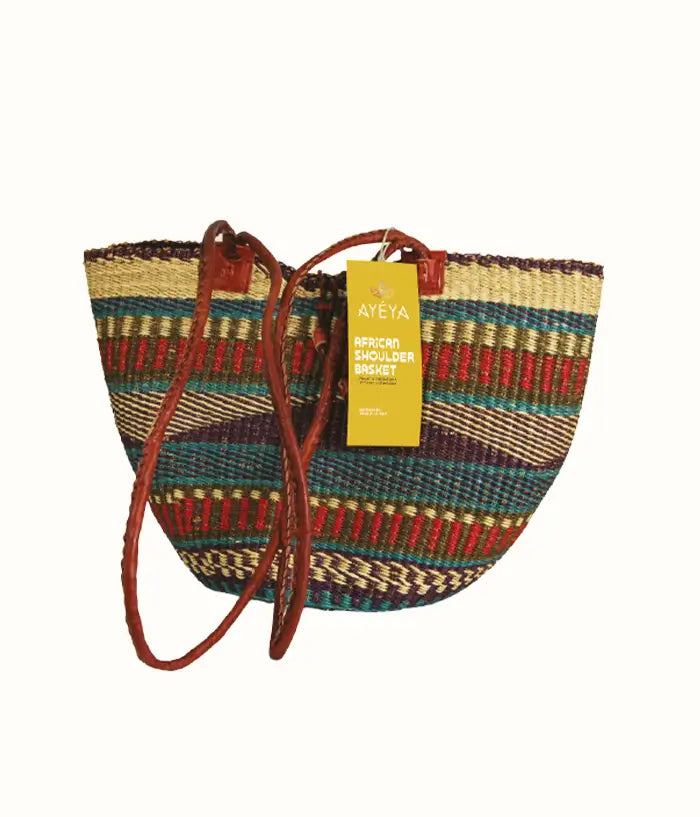 Handwoven Grass Basket<br>Shoulder Bag